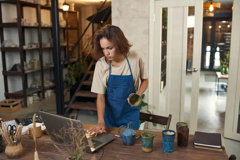 Business owner on computer